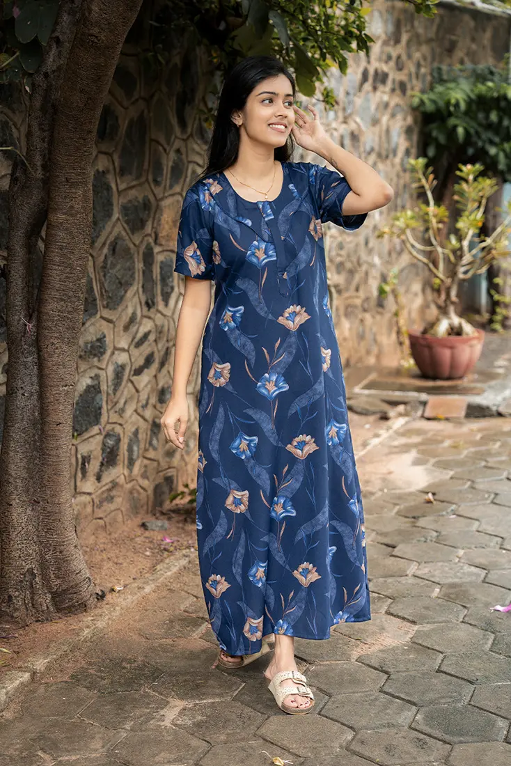 NB Printed Navy Alpine Maxi