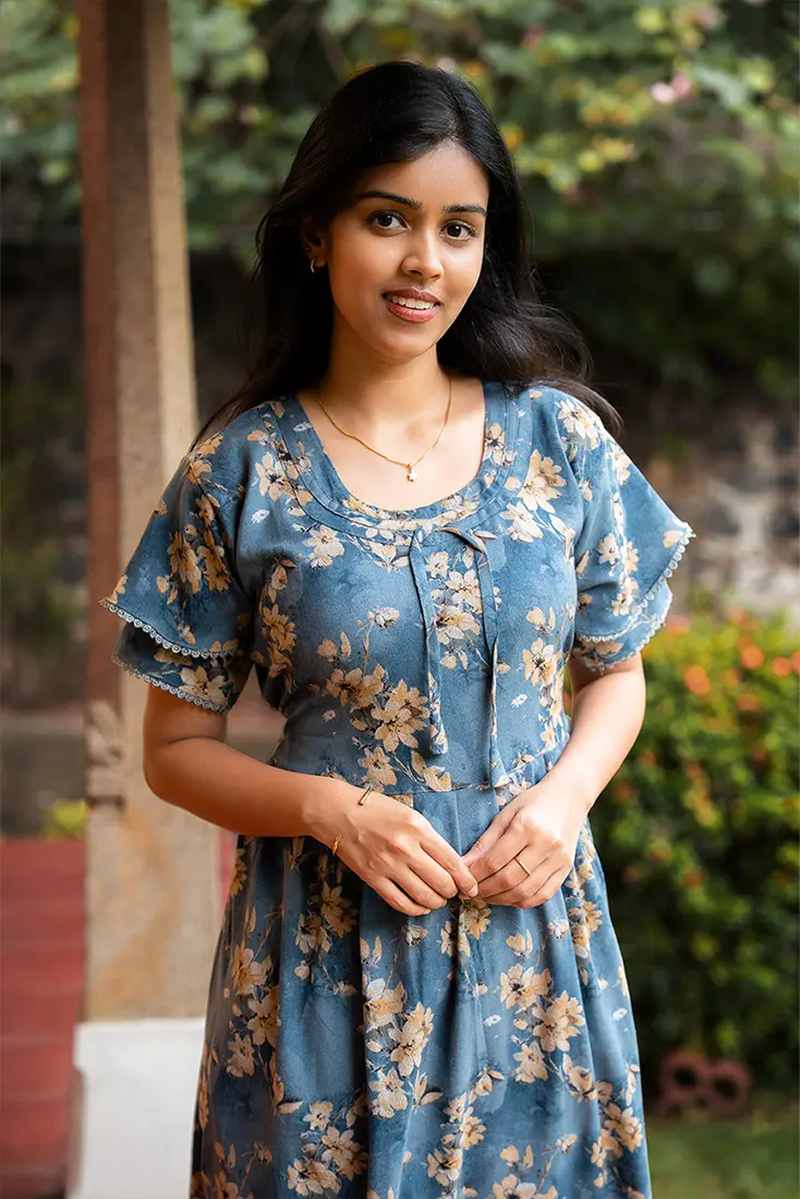 NB Printed Slate Blue Alpine Maxi