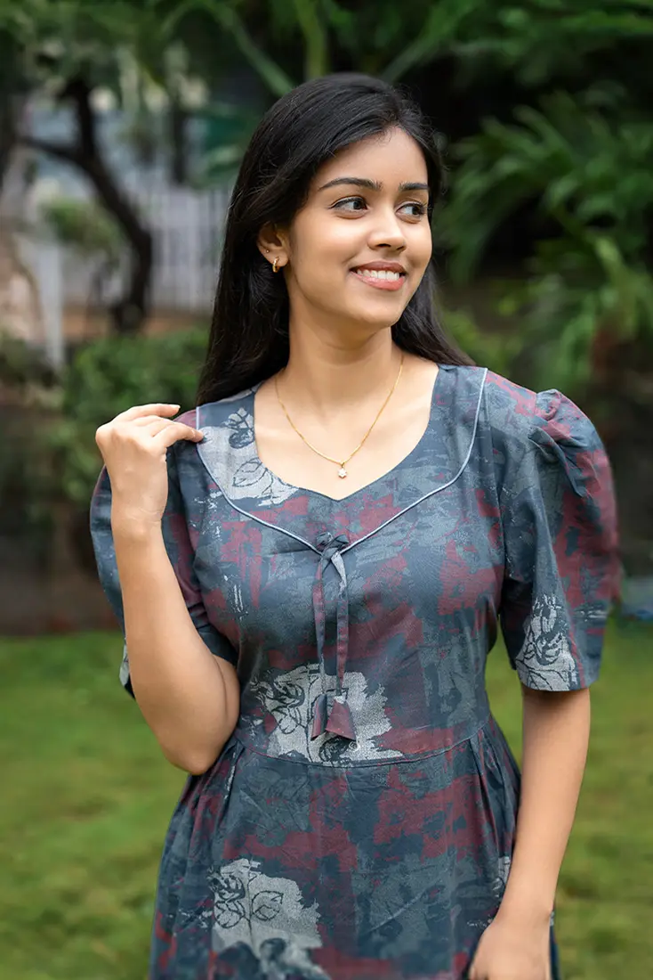                                                              NB Printed Dusty Sage Cotton Maxi                                                         