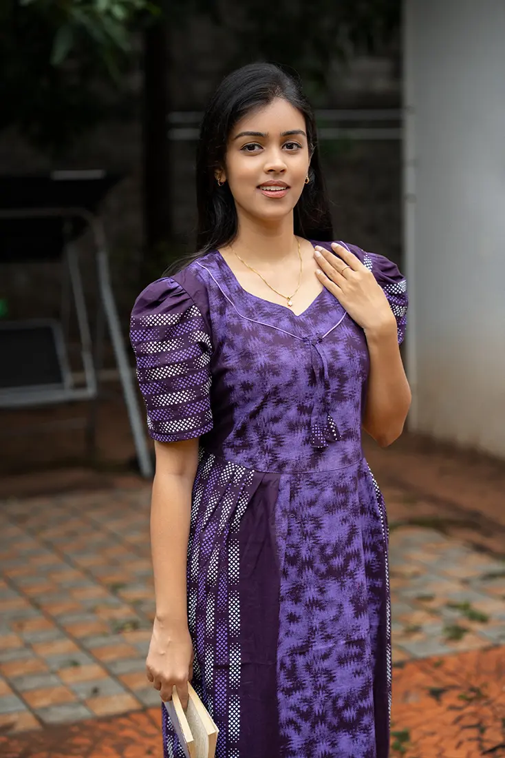                                                              NB Printed  Purple Cotton Maxi                                                         