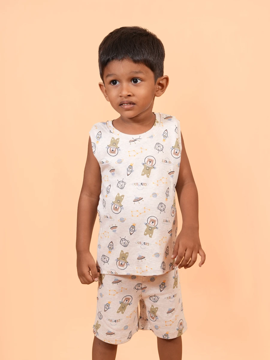 Cosmos Planet Print Sleeveless Co-ord Set