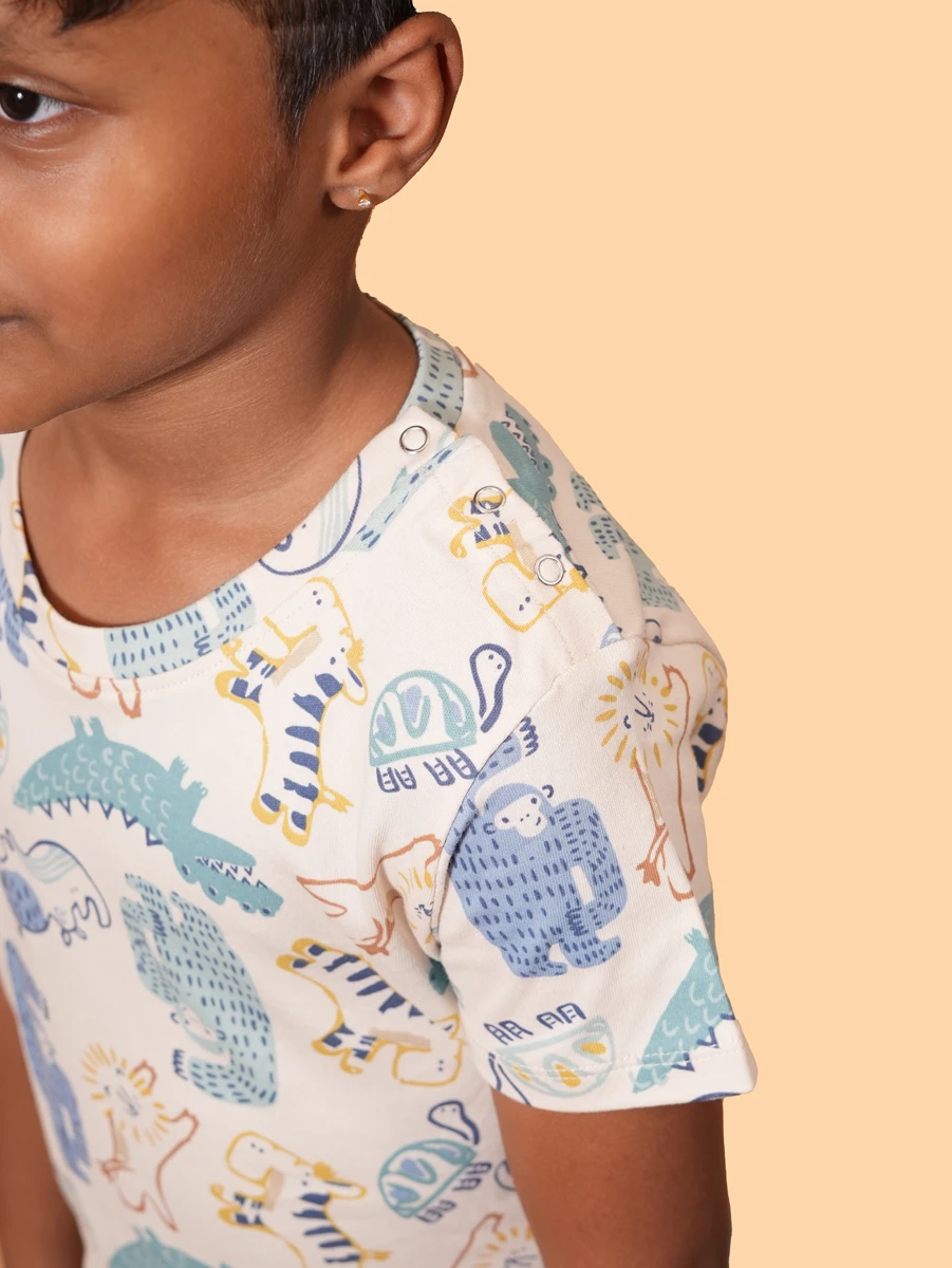 Dinosaur & Jungle Animal Print Co-ord Set | 100% Cotton Interlock | 6M–6Y