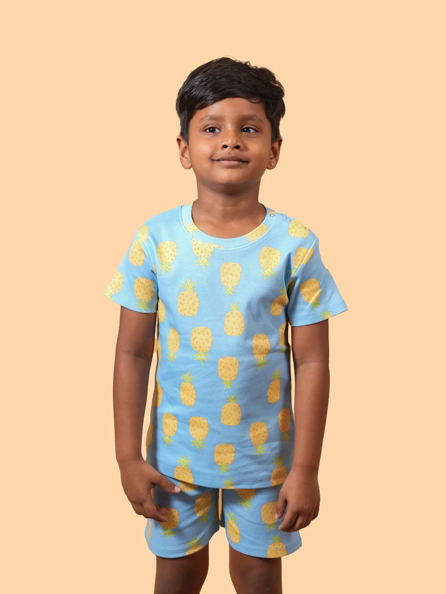 Pineapple Print Co-ord Set | 100% Cotton Interlock | 6M–6Y