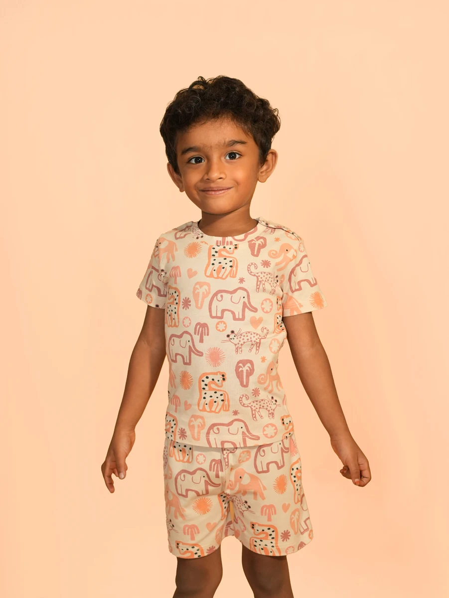 BEIGE ANIMAL PRINTED CO-ORD SET