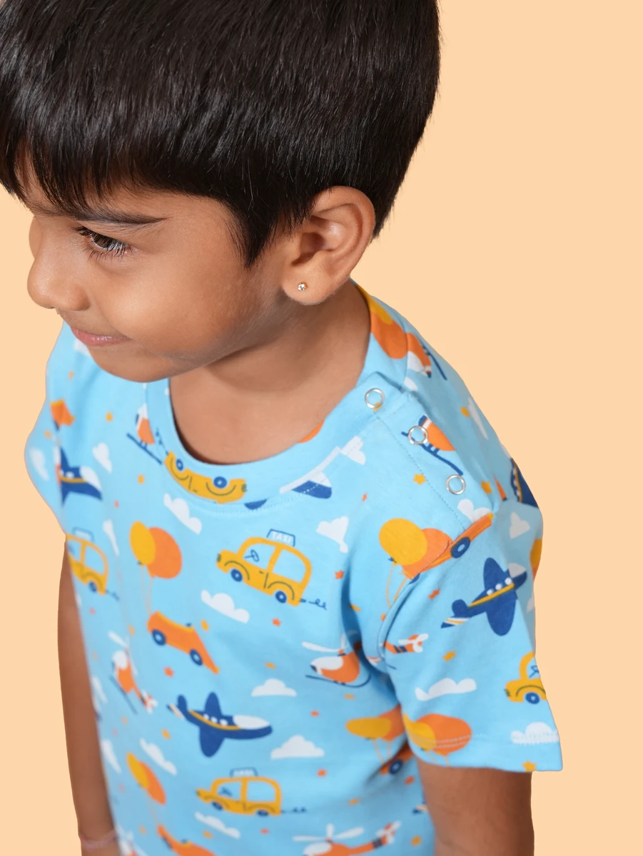 Sky Adventure Print Co-ord Set | 100% Cotton Single Jersey | 6–12M to 5–6Y