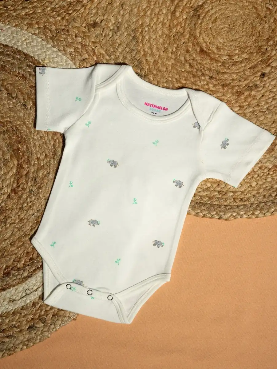 Mini Elephant Print Baby Romper