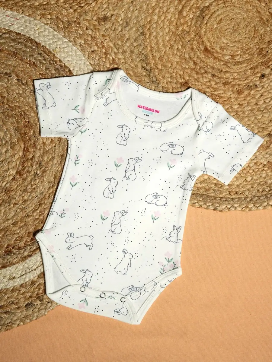 Rabbit Print Baby Romper