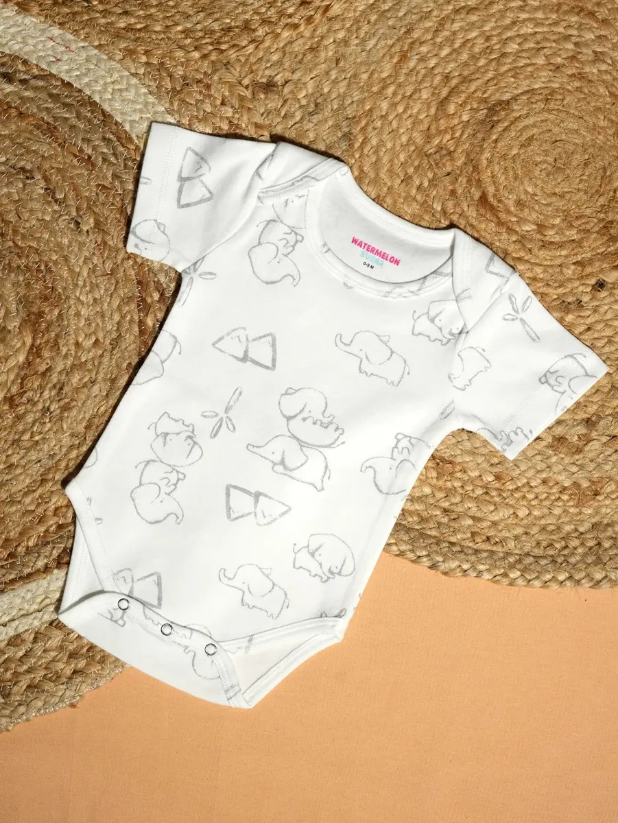 Elephant Print Baby Romper