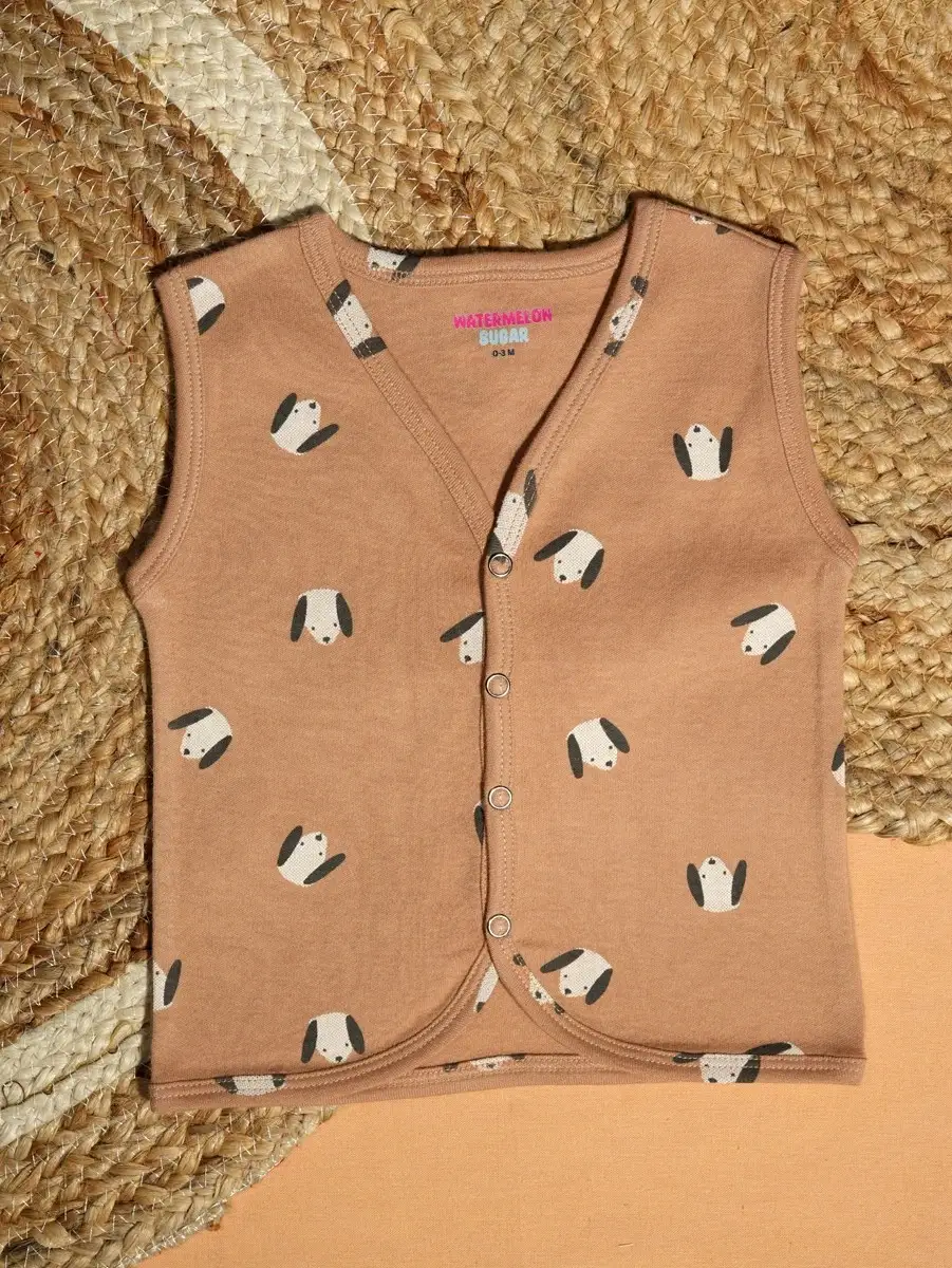 Chocolate Brown Dog Print Baby Jabla