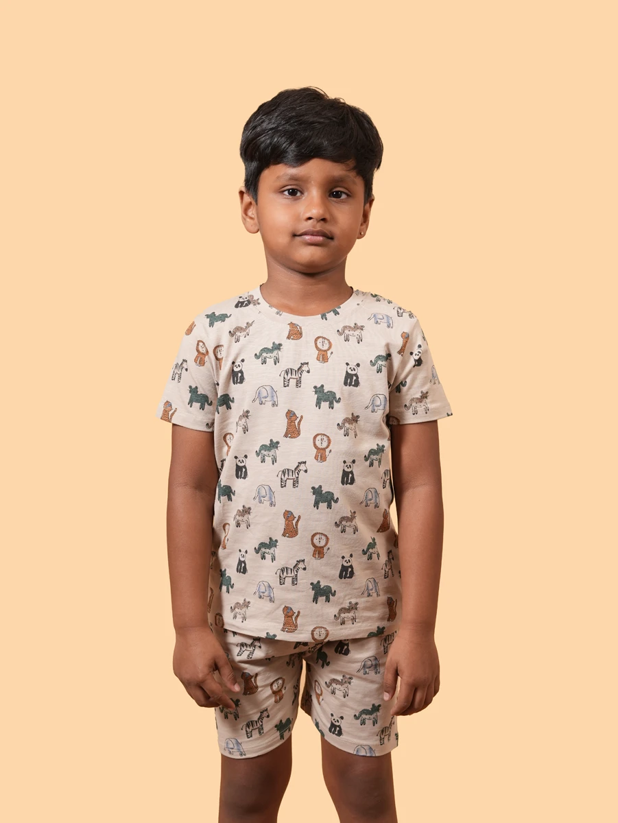 Safari Animal Print Co-ord Set | 100% Cotton Single Jersey Slub | 6–12M to 5–6Y