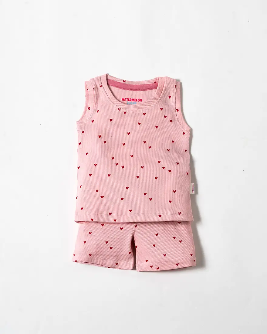 Blush Hearts Sleeveless Co-ord Set