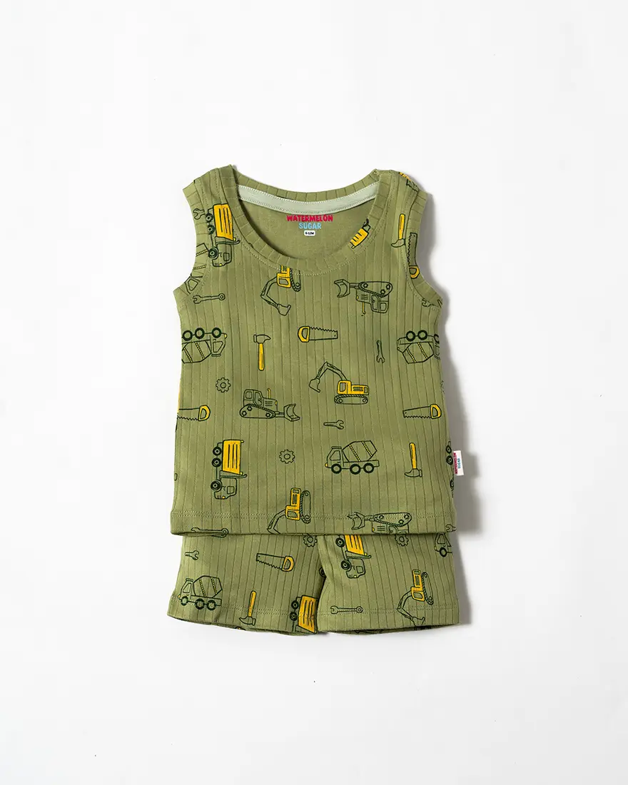Olive Builder Sleeveless Co-ord Set