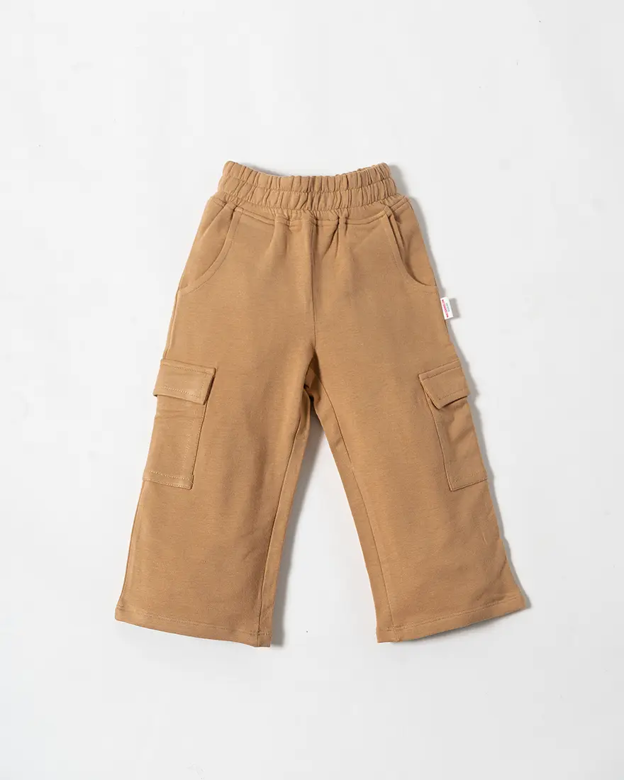 Camel Brown Cotton Loopknit Cargo Pants
