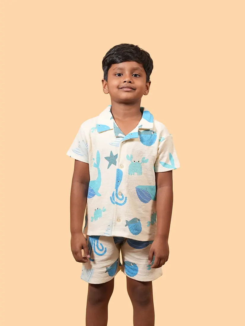 Ocean Friends Loopknit Shirt & Shorts Co-Ord Set
