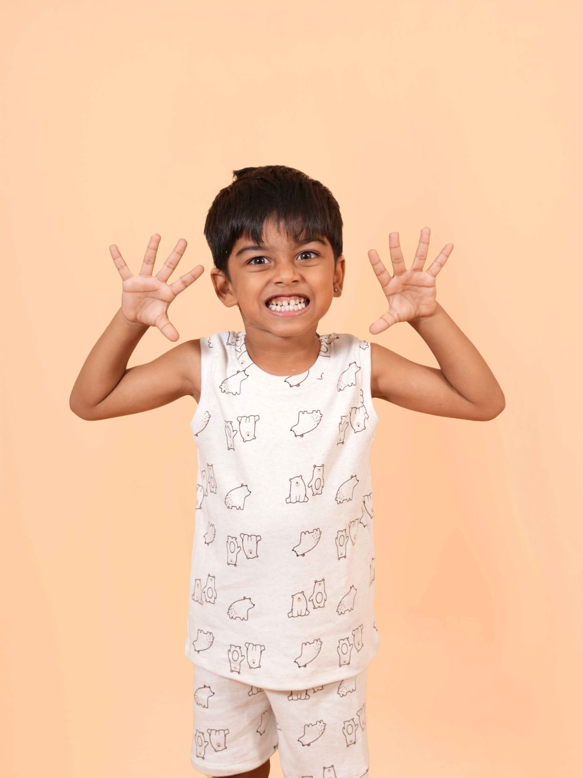 Teddy Bear Printed Sleeveless Co-ord Set